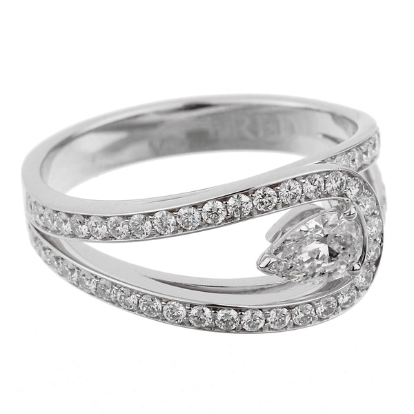 Fred of Paris .85ct Lovelight Pear Diamond Platinum Ring 0002748