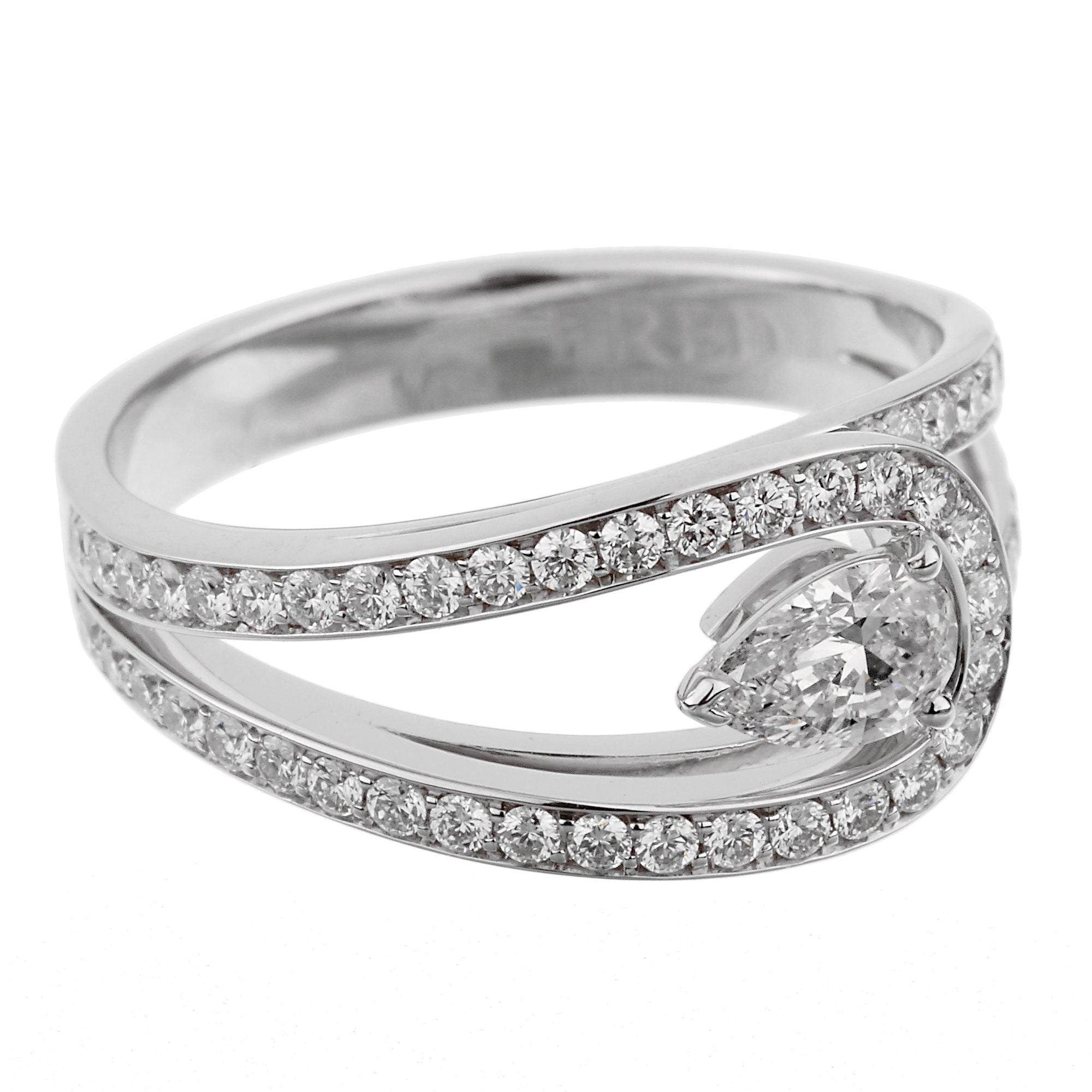 Fred of Paris .86ct Lovelight Pear Diamond Platinum Ring For Sale ...