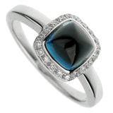 Fred of Paris London Blue Topaz Sugar Cube Diamond White Gold Ring Sz 4 3/4 0003024-25