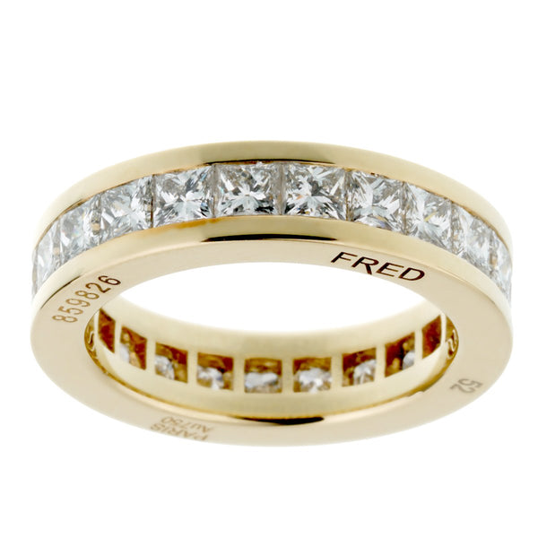 Fred of Paris Princess Cut Diamond Eternity Yellow Gold Ring 0002663