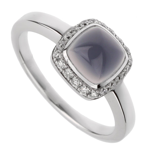 Fred of Paris Sugar Cube Chalcedony Diamond Ring Sz 4 3/4 0002954-5