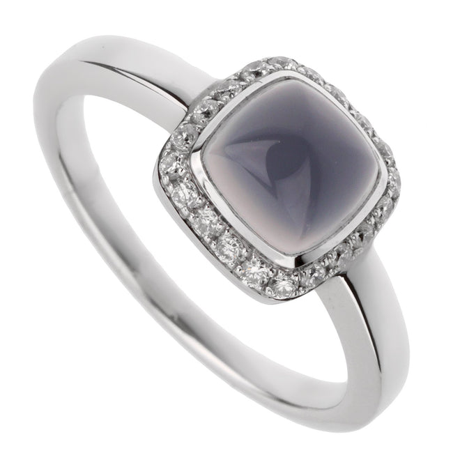 Fred of Paris Sugar Cube Chalcedony Diamond Ring Sz 4 3/4 0002954-5