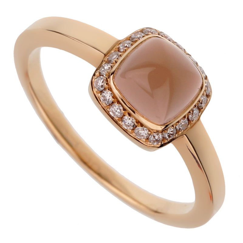 Fred of Paris Sugar Cube Pink Quartz Diamond Ring Size 6 3/4 0002953