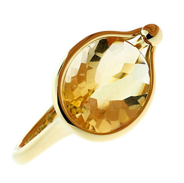 Georg Jensen Citrine Cocktail Yellow Gold Ring 0000302