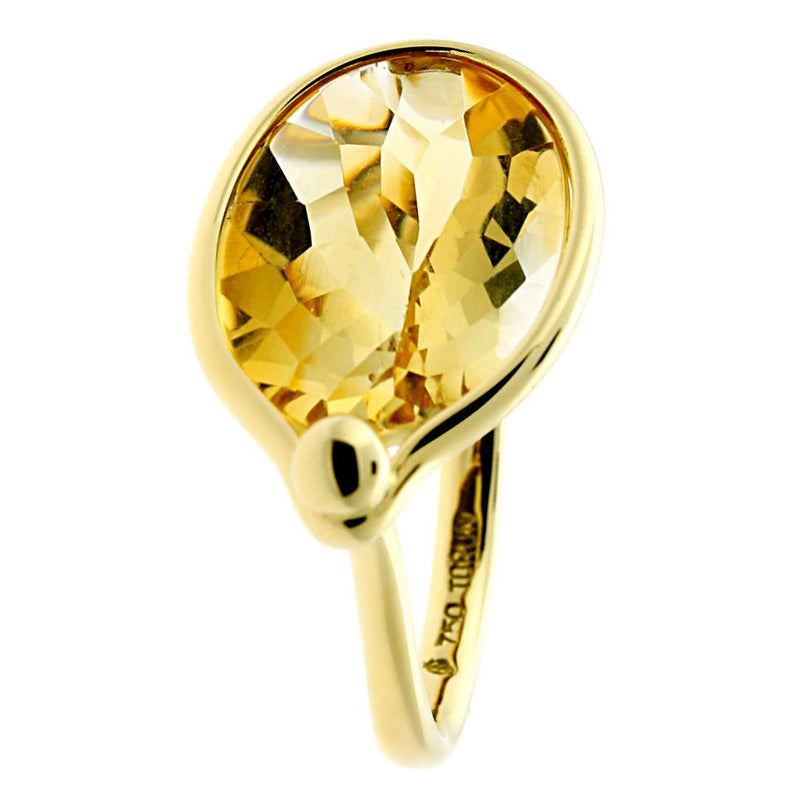 Georg Jensen Citrine Cocktail Yellow Gold Ring 0000302