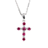 Giorgio Visconti Ruby Diamond Cross White Gold Necklace 0000968