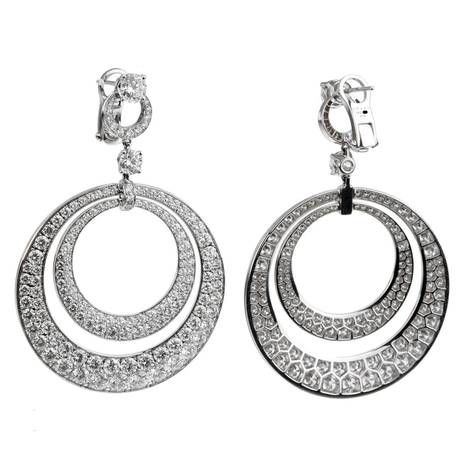 Graff 17.8Ct Diamond Double Hoop White Gold Earrings