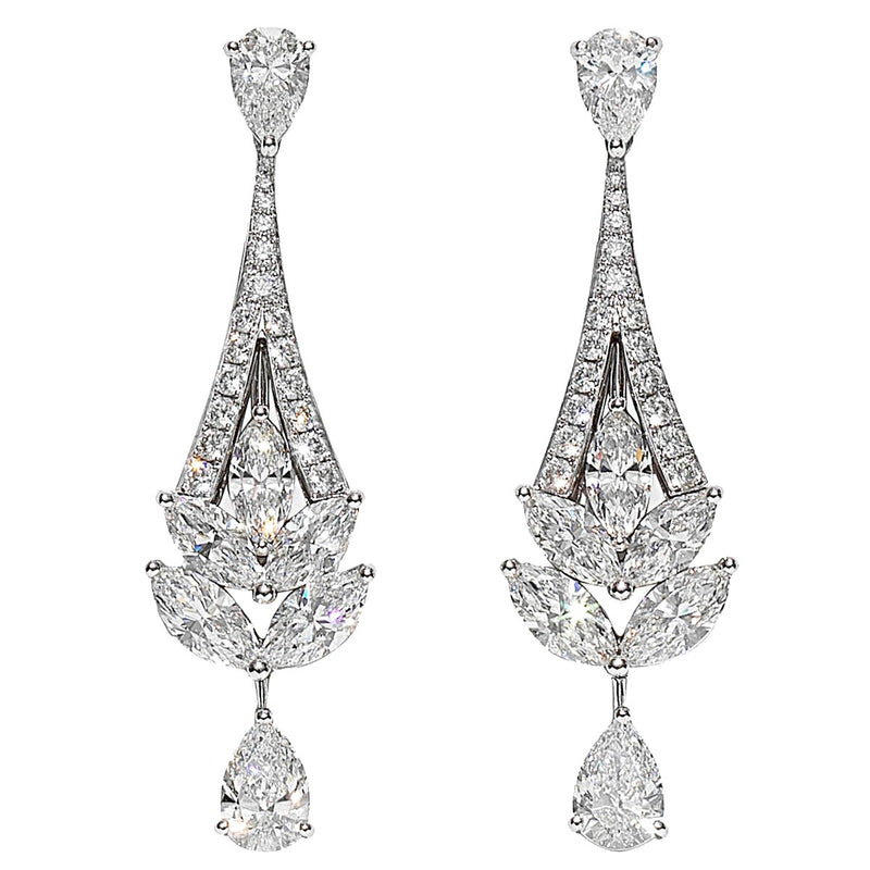 Graff 7.79ct Diamond Chandelier Platinum Drop Earrings Opulent