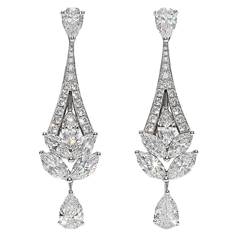 Graff 7.79ct Diamond Chandelier Platinum Drop Earrings 1BH22K