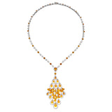 Graff Briolette Orange Sapphire Diamond White Gold Necklace y1bo31562dsun