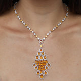 Graff Briolette Orange Sapphire Diamond White Gold Necklace y1bo31562dsun