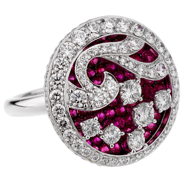 Graff Diamond Ruby White Gold Cocktail Ring 0002673