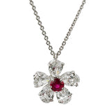 Graff Flower Ruby Diamond Platinum Pendant Necklace 1GfN75oo