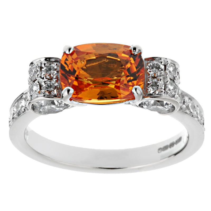 Graff Orange Sapphire Diamond White Gold Cocktail Ring 0002670