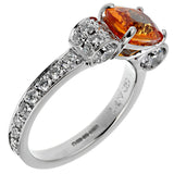 Graff Orange Sapphire Diamond White Gold Cocktail Ring 0002670