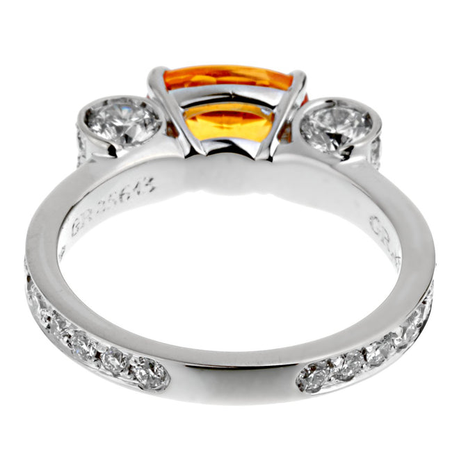 Graff Orange Sapphire Diamond White Gold Cocktail Ring 0002670