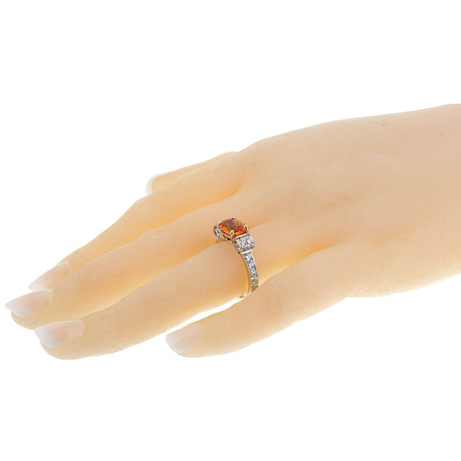 Graff Orange Sapphire Diamond White Gold Cocktail Ring 0002670