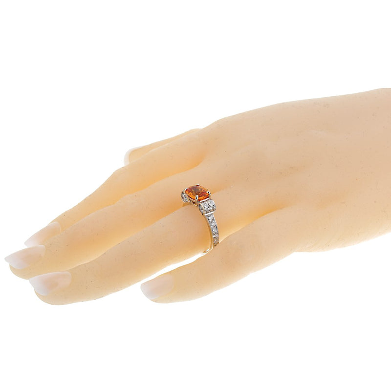 Graff Orange Sapphire Diamond White Gold Cocktail Ring 0002670