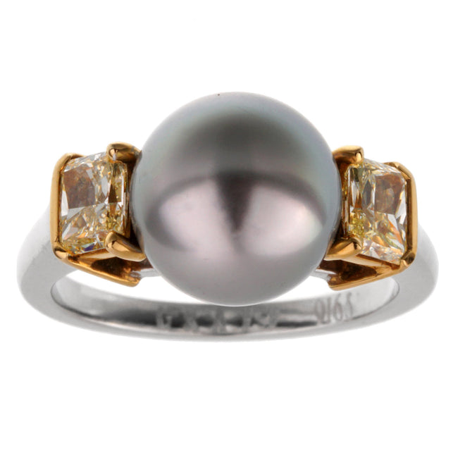 18CT Yellow Gold & Platinum Vintage Toi Et Moi Pearl & Diamond Ring – Curio  & Jewel