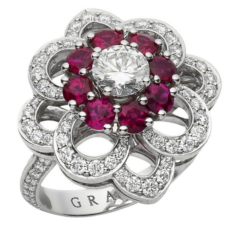 Graff Ruby & Diamond Cocktail Platinum Ring 0002692