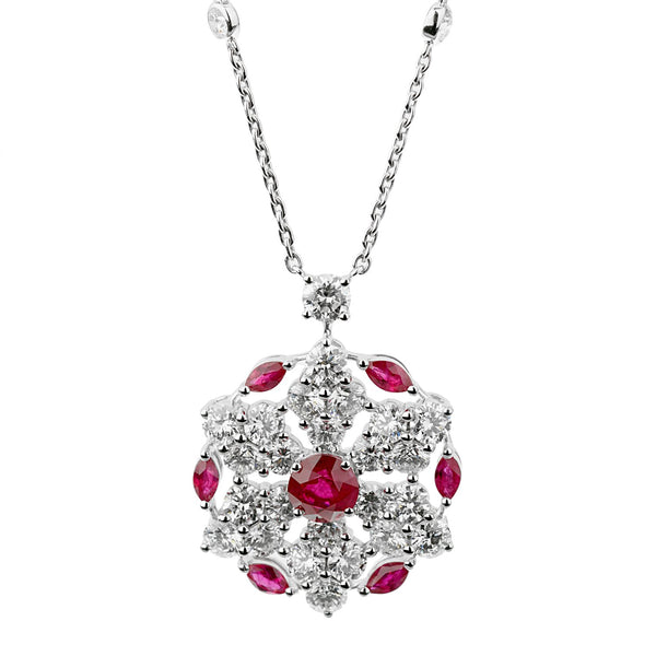 Graff Ruby & Diamond White Gold Pendant Necklace Graff Ruby & Diamond White Gold Pendant Necklace