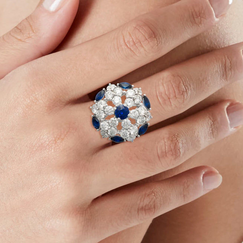 Graff Sapphire Diamond White Gold Cocktail Ring Gsf8wg