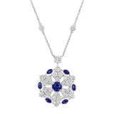 Graff Sapphire Snowflake Diamond White Gold Necklace 1bo20kup