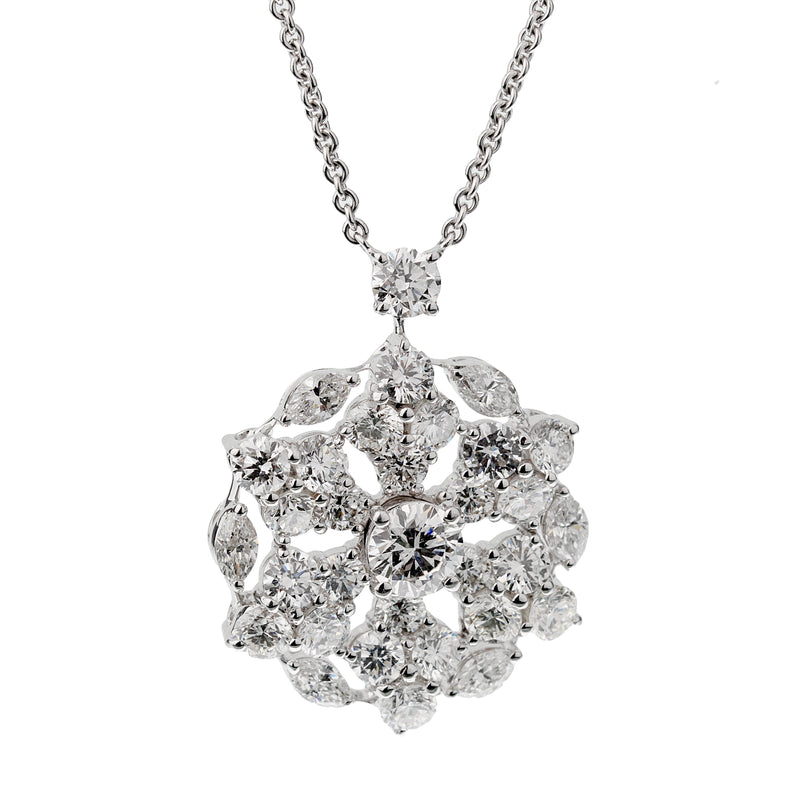 Snowflake Pendant With Black Diamond In 18K White Gold | Fascinating  Diamonds