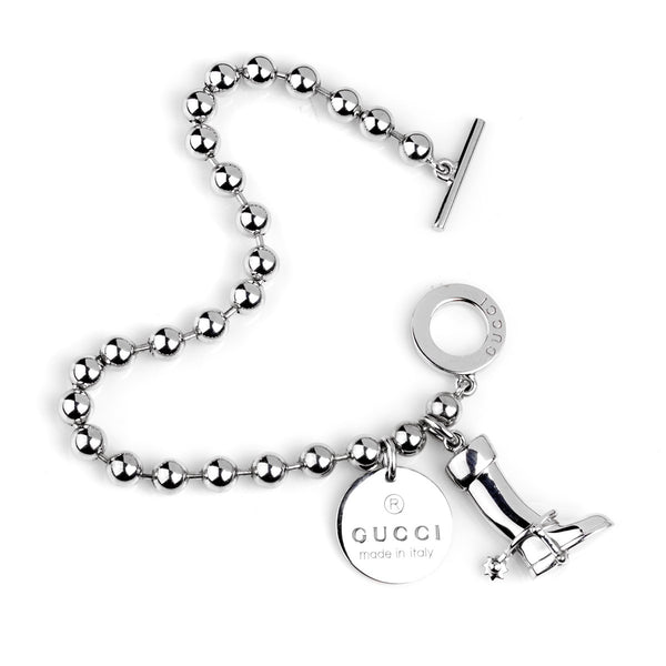 Gucci Bead Charm Toggle Silver Bracelet 0000676