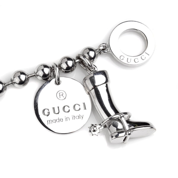 Gucci Bead Charm Toggle Silver Bracelet 0000676