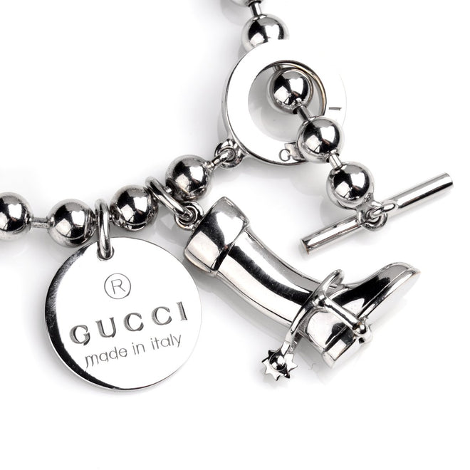 Gucci Bead Charm Toggle Silver Bracelet 0000676