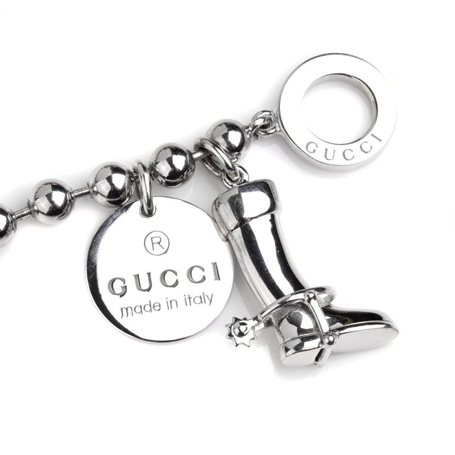 Gucci Bead Charm Toggle Silver Bracelet 0000677