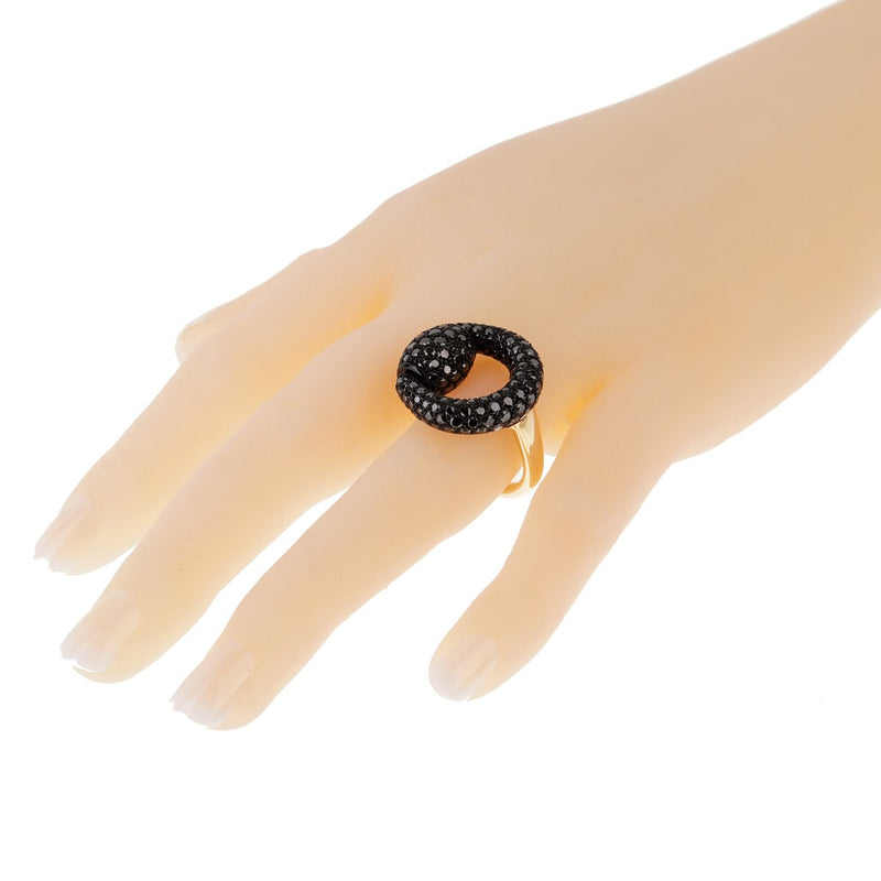 Gucci Black Diamond Horsebit Rose Gold Ring 0000661