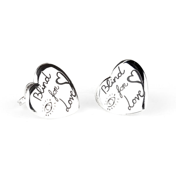 Gucci Blind for Love Heart Silver Earrings 0000797