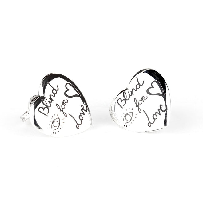 Gucci Blind for Love Heart Silver Earrings 0000799