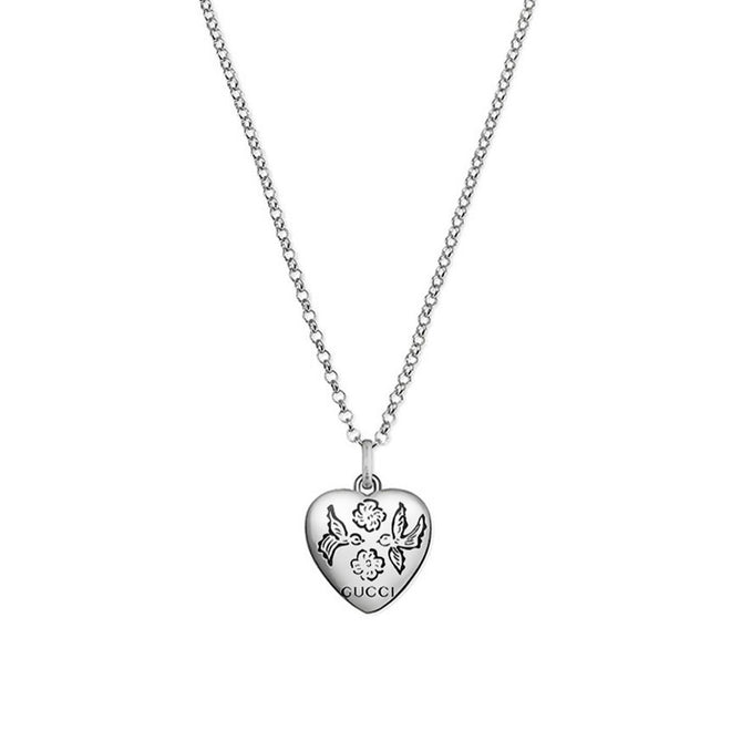 Gucci Blind for Love Heart Silver Necklace 0000788