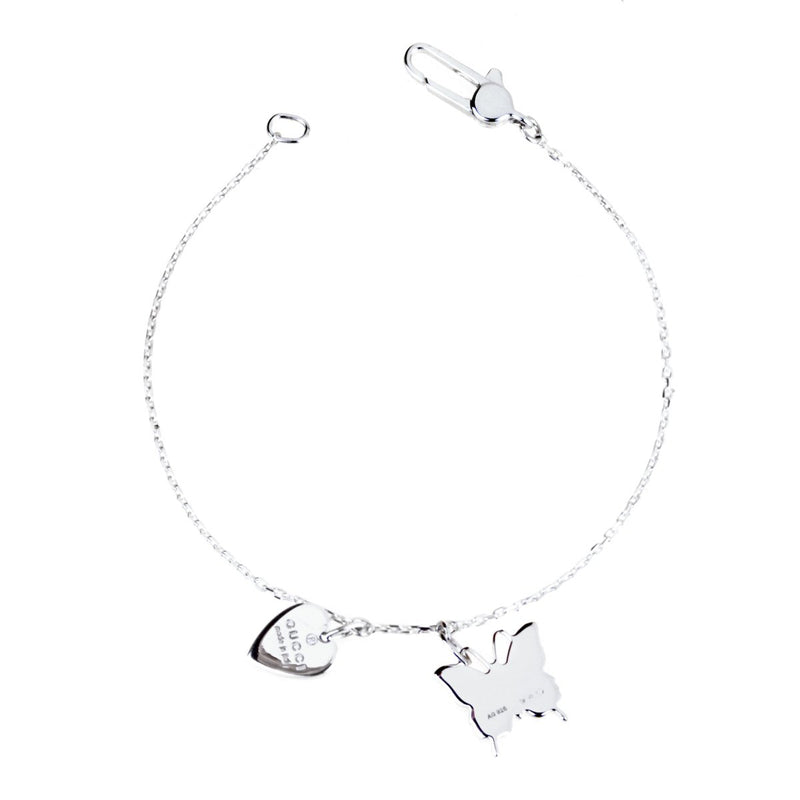 Gucci Butterfly Heart Charm Silver Bracelet 0000730