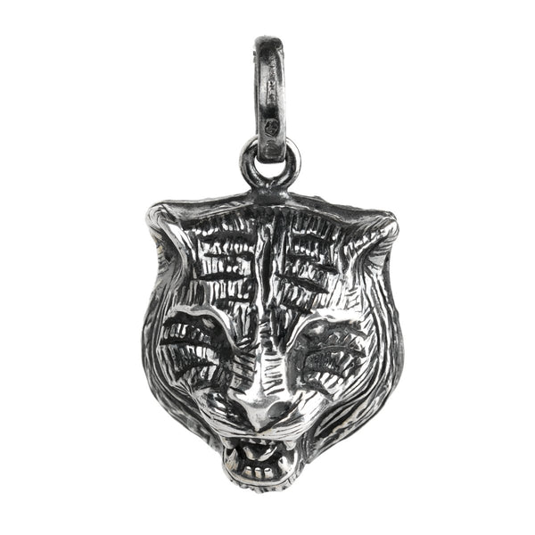 Gucci Cat Burnished Silver Charm Pendant 0000686
