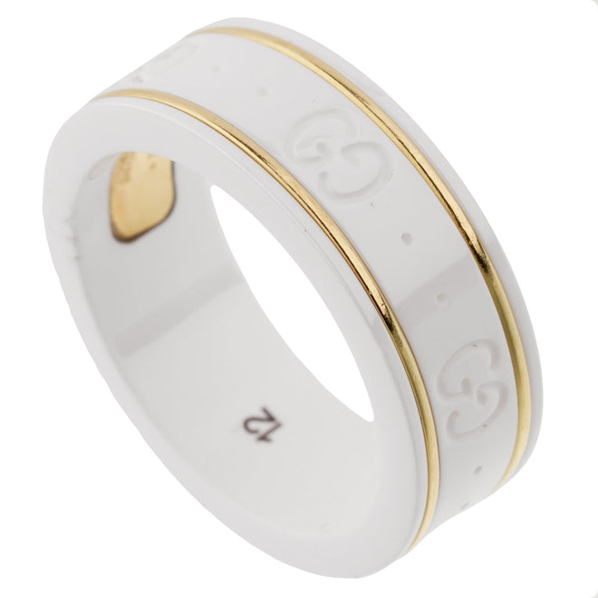 Gucci Ceramic Yellow Gold Band Ring 1100Guci1