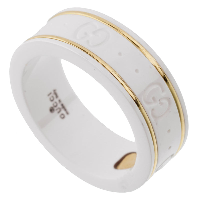 Gucci Ceramic Yellow Gold Band Ring 1100Guci1