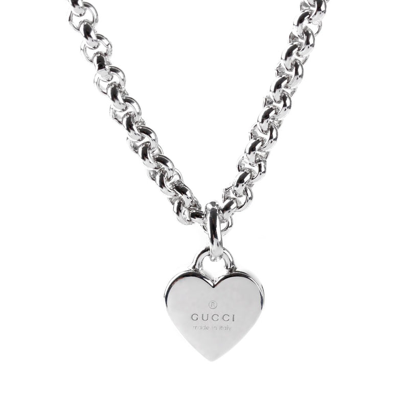 Gucci Chain Link Heart Silver Necklace 0000718