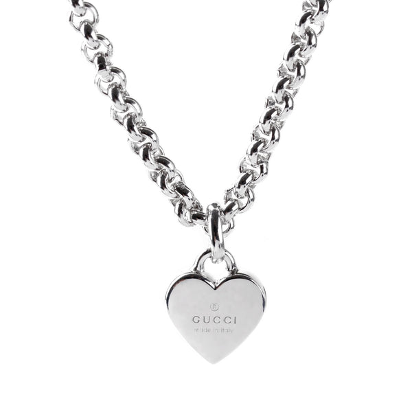 Gucci Chain Link Heart Silver Necklace 0000719