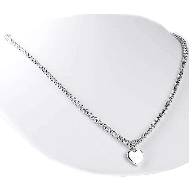 Gucci Chain Link Heart Silver Necklace 0000719