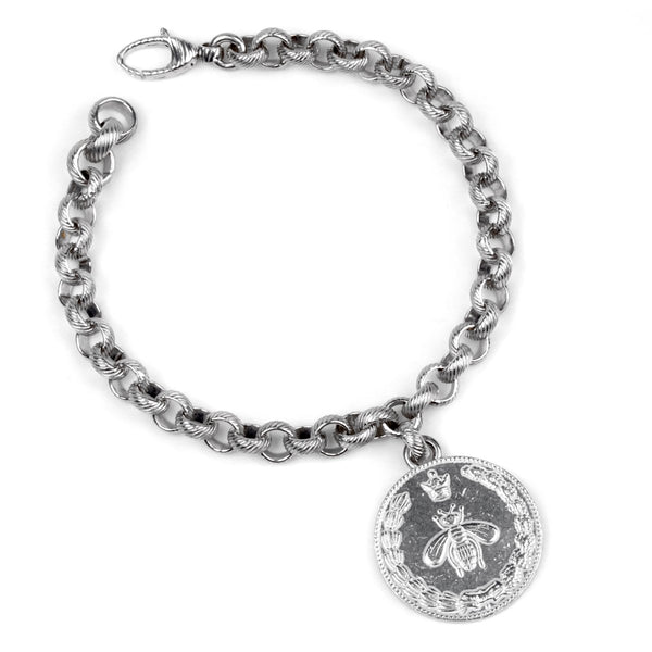 Gucci Charm Double G Bee Silver Bracelet 0000722