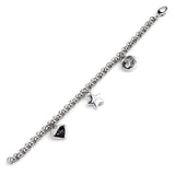 Gucci Charm Heart Star Double G Silver Bracelet 0000673