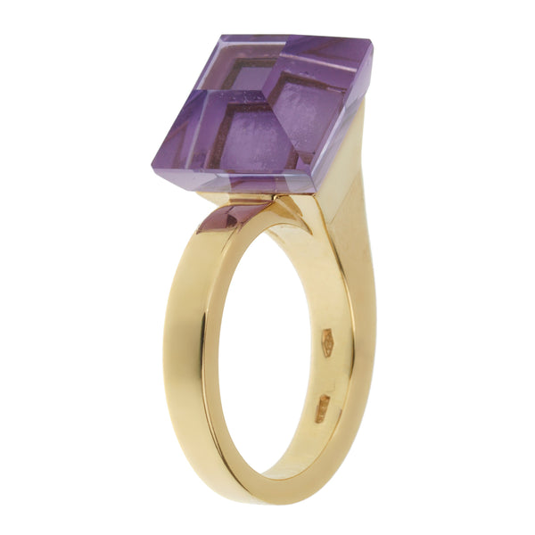 Gucci Chiodo Vintage Amethyst Yellow Gold Cocktail Ring Sz 5 3/4 58LBT658AJ