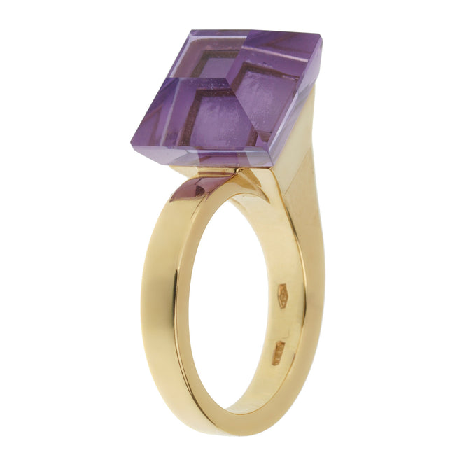 Gucci Chiodo Vintage Amethyst Yellow Gold Cocktail Ring Sz 5 3/4 58LBT658AJ
