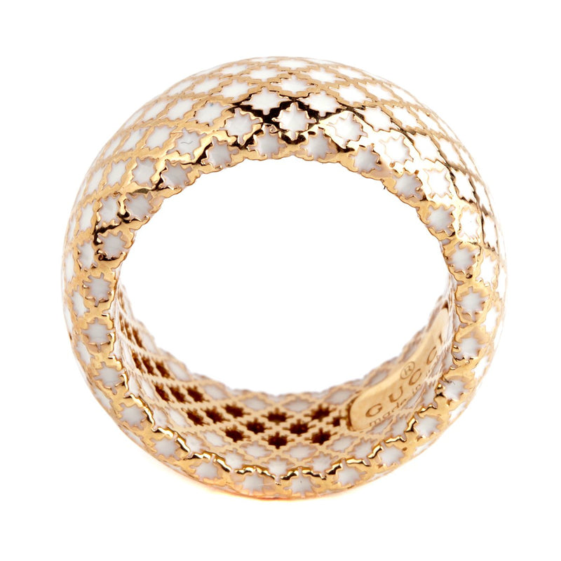 Gucci Diamantissima White Enamel Gold Band Ring 0000664