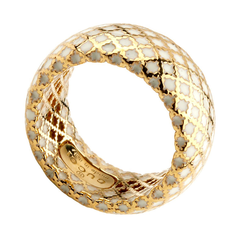 Gucci Diamantissima White Enamel Gold Ring 0000670