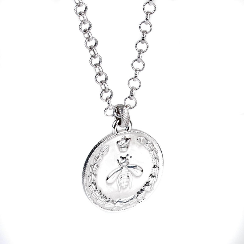 Gucci Double G Bee Large Coin Silver Necklace 0000775